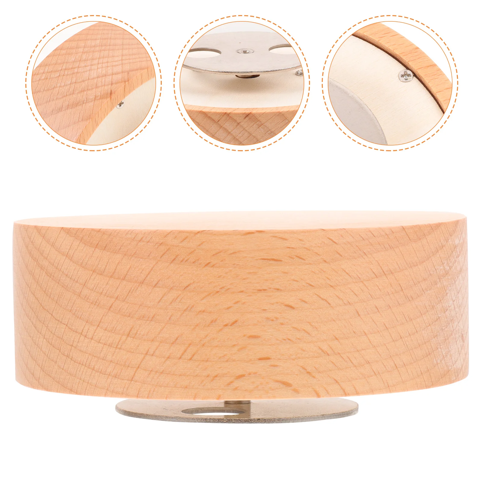 Wooden Music Box Base Rotating DIY Musical Box Accessory Round Replacement Part For Handmade Decoration Gift Item