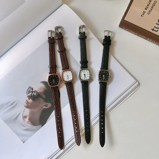 Kadın basit Vintage saatler kadınlar için arama kol saati deri kayış kol  saati yüksek kaliteli bayanlar