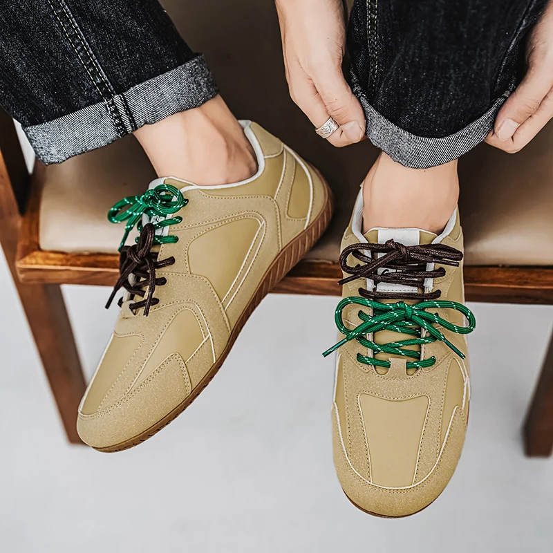 Spring New Casual Shoes Flat Sneakers Men Brand Fashion Lace-up Retro Sneakers Men Comfort Breathable German Training Shoes Men 6