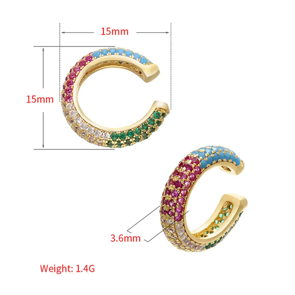 QMHJE Single One Ear Clip Earrings Cuff Heart Star Cross Rainbow T CZ Gold Silver Color Earring Jewelry Aretes No Pierced Clear ear clip earrings clip earrings ear clip