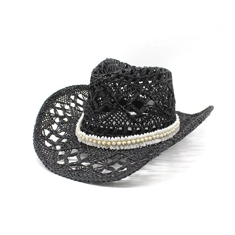 Hot Sale women's hats Men's cowboy new elegant jazz gentleman straw hat cowgirl beach summer panama designer Fashion pearl_ecoleips.com