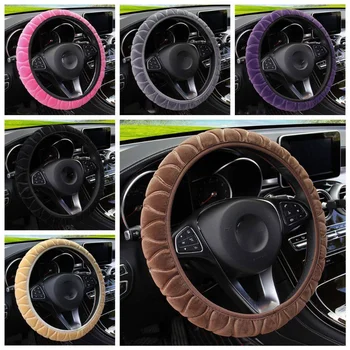 Coprivolante universale per auto da 37-39 cm Coprivolante invernale morbido e caldo in peluche Accessori per la decorazione di interni auto