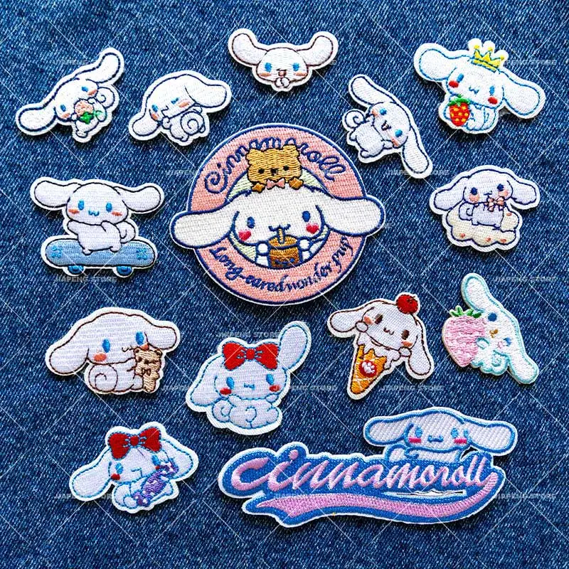 

Cinnamoroll Iron on Embroidered patches For Clothes Hot Anime Cartoon Cute Sanrio Ironing Patch On Bags Applique Decor Badge DIY