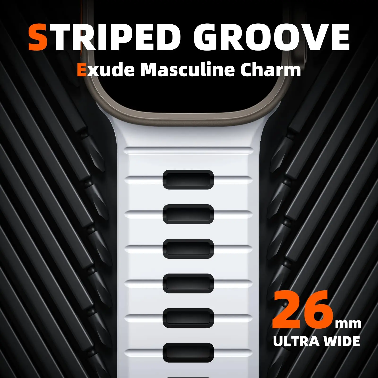 Black & White Silicone Apple Watch Band - Sport Style, Waterproof, Compatible with All iWatch Series Ultra 2/Ultra/SE/10-1 S2597eb52bf8e4c4da5685fa1a0d847b7J