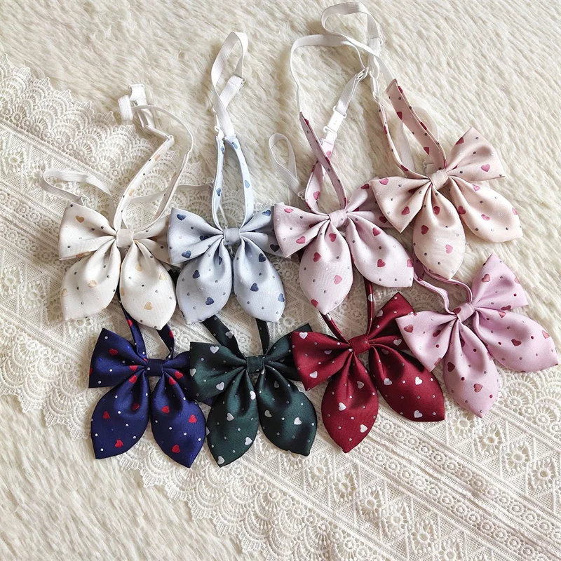 1Pc New Heart Bowtie for Baby Girls Adjustable Polyester Bow Ties Cravats Jacquard Girls Bowties JK Tie Banquet Kids Accessories