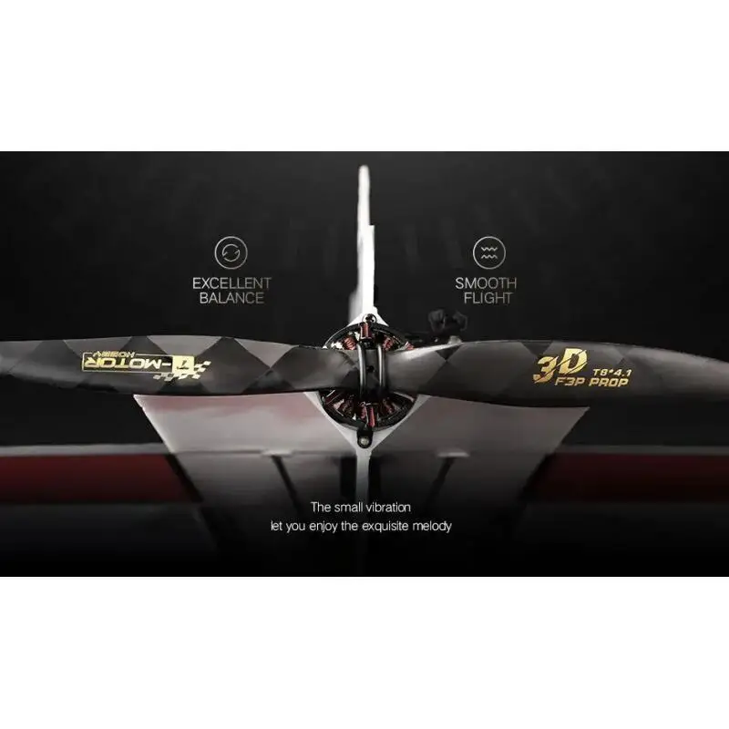Hélice T-MOTOR FS8x4.1 pour drone F3P, détail du moyeu central et des pales en carbone tissé.