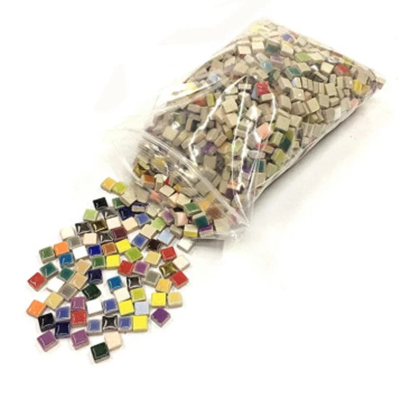 80g/2.82oz(Approx. 80pcs) Big Porcelain Mosaic Tiles 9.5mm Square Ceramic Mosaic Making Tiles Handmade DIY Crafts Materials