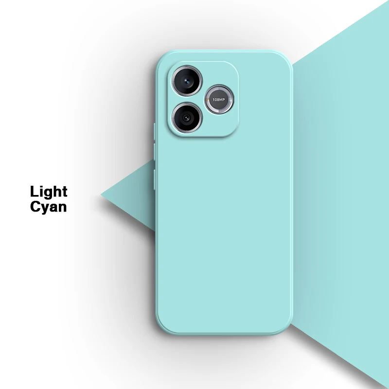 Square Candy Liquid Silicone Shockproof Phone Case Back Cover with Lens Protection