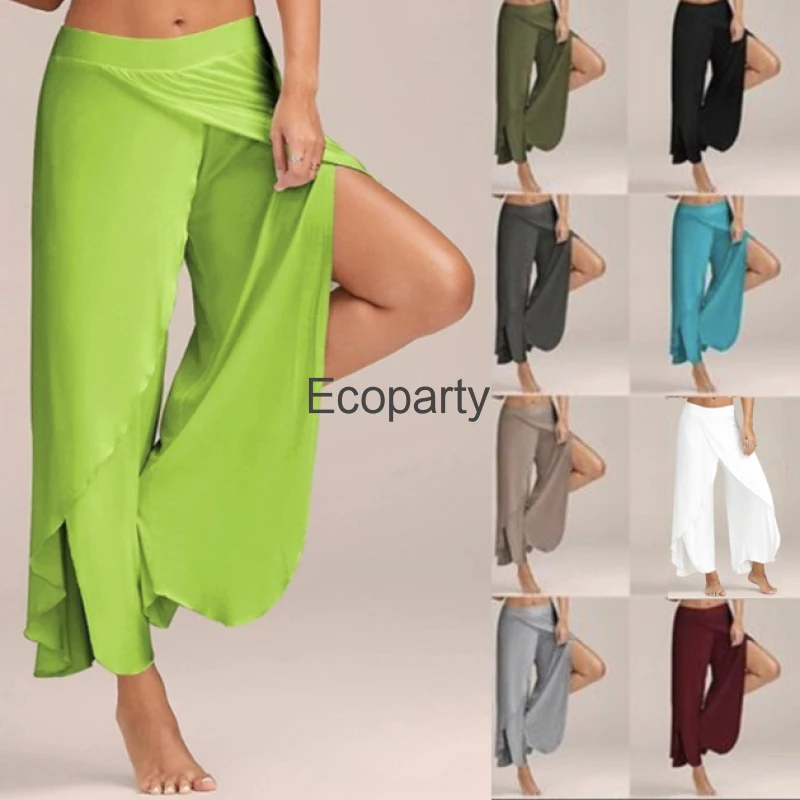 

5XL Women's Yoga Pants Solid High Waist Stretchy Straight Loose Lounge Fitness Running Pants Sport Wide Leg Dance Trousers