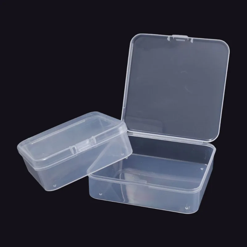 20/1x Plastic Containers Clear Box With Hinged Lid For Small Items Crafts Jewelry Tabletop Storage Accessories_voghion.com