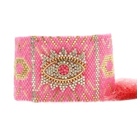 Mosengkw New Pink 3D Heart Miyuki Bracelet Set with Tassel Gold Color Zircon Crystal Bracelet Set for Women 6