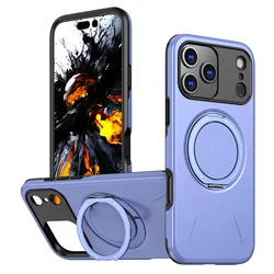 Magnetic Shockproof Phone Case with 360° Rotating Stand and Holder - iPhone 15 Plus (PURPLE)