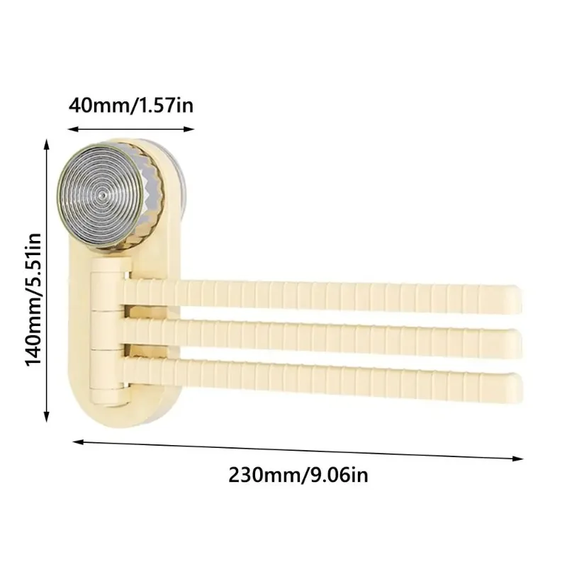 Towel Rack 3 Arm Space Saving Swivel Hanger No Drilling Strong Suction Cup for Shower Bathroom Bedroom Balcony Home