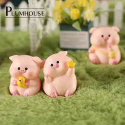 Mini Cute Pig Figurine Animal Model Moss Micro Landscape Home Decor Miniature Fairy Garden Decoration Accessories
