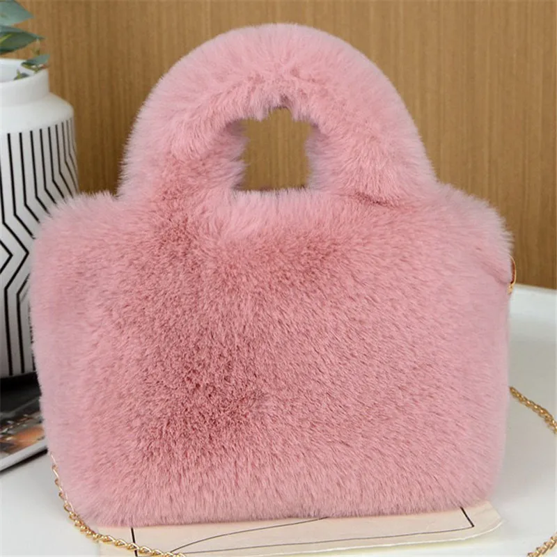 Autumn Winter Cute Big Eyed Dog Pattern Plush Tote Bag, Stylish Women's Handbag Chain Crossbody Bag, Fashionable Shoulder Bag