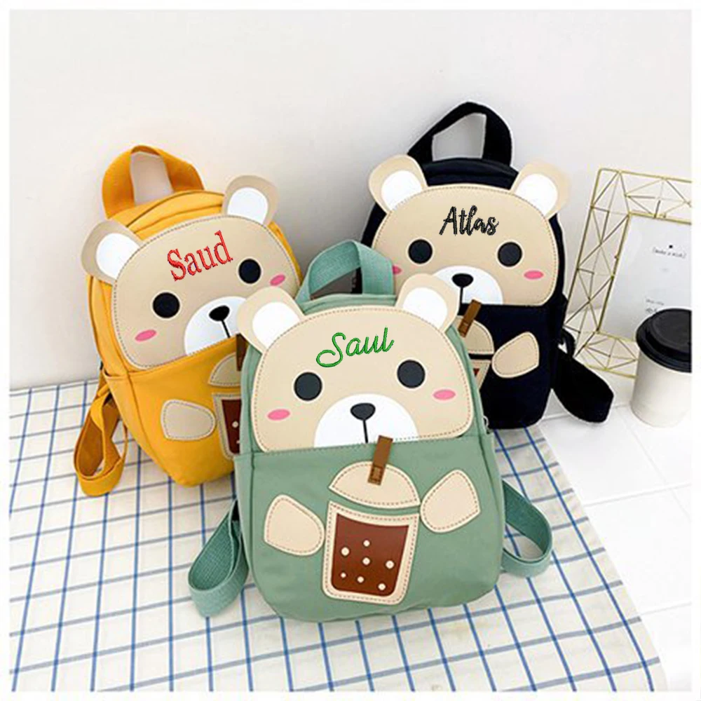 Newly Arrived Personalized Name Boy And Girl Cute Cartoon Kindergarten Backpack Customized Cute Bear Children's Bag Snack Bag children s schoolbag kindergarten 3 6 years old backpack cute boy girl mickey travel backpack classic cartoon anime kid s bags