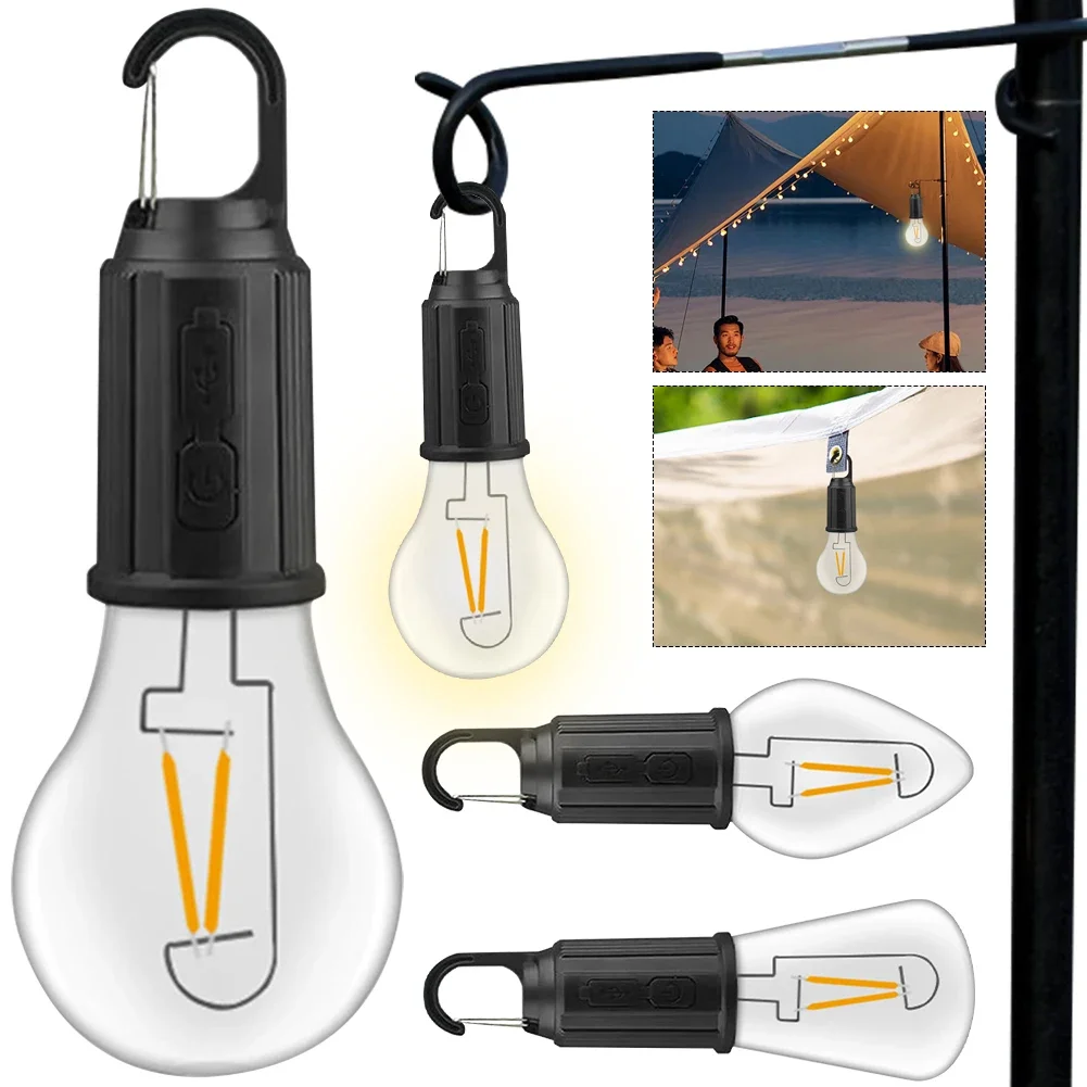 Portable Camping Light 600mAh LED Camping Lamp with Hook Portable Lighting Lantern Type C Charging Waterproof for Hiking Fishing