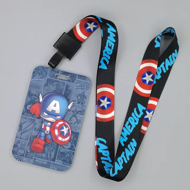 Marvel Movie Characters Card Cover Captain America Spiderman Super Heroes ABS Card Holder Student Campus Card Hanging Lanyard ID Xhmw21