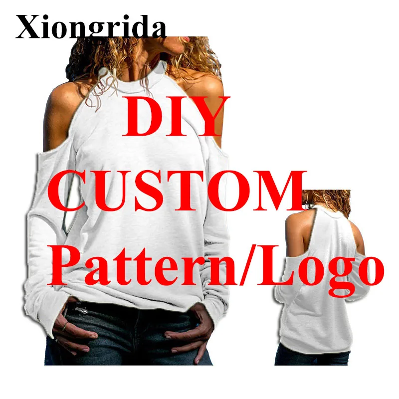 

DIY Custom Clothing Women Sexy Off Shoulder Shirts Tops 3D Printed Women's Long-Sleeved T-Shirt Fashion Casual Slim Streetwear