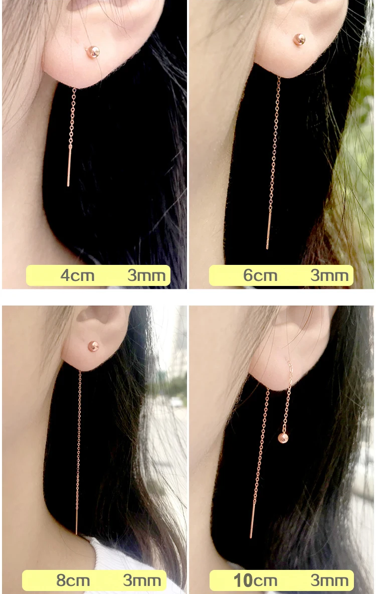 Au750 Fine Jewelry Pure 18K Yellow Gold Earrings For Women Wedding Engagement 100% Geniune 18 Karat Smooth Beads For Girl Ear - 3