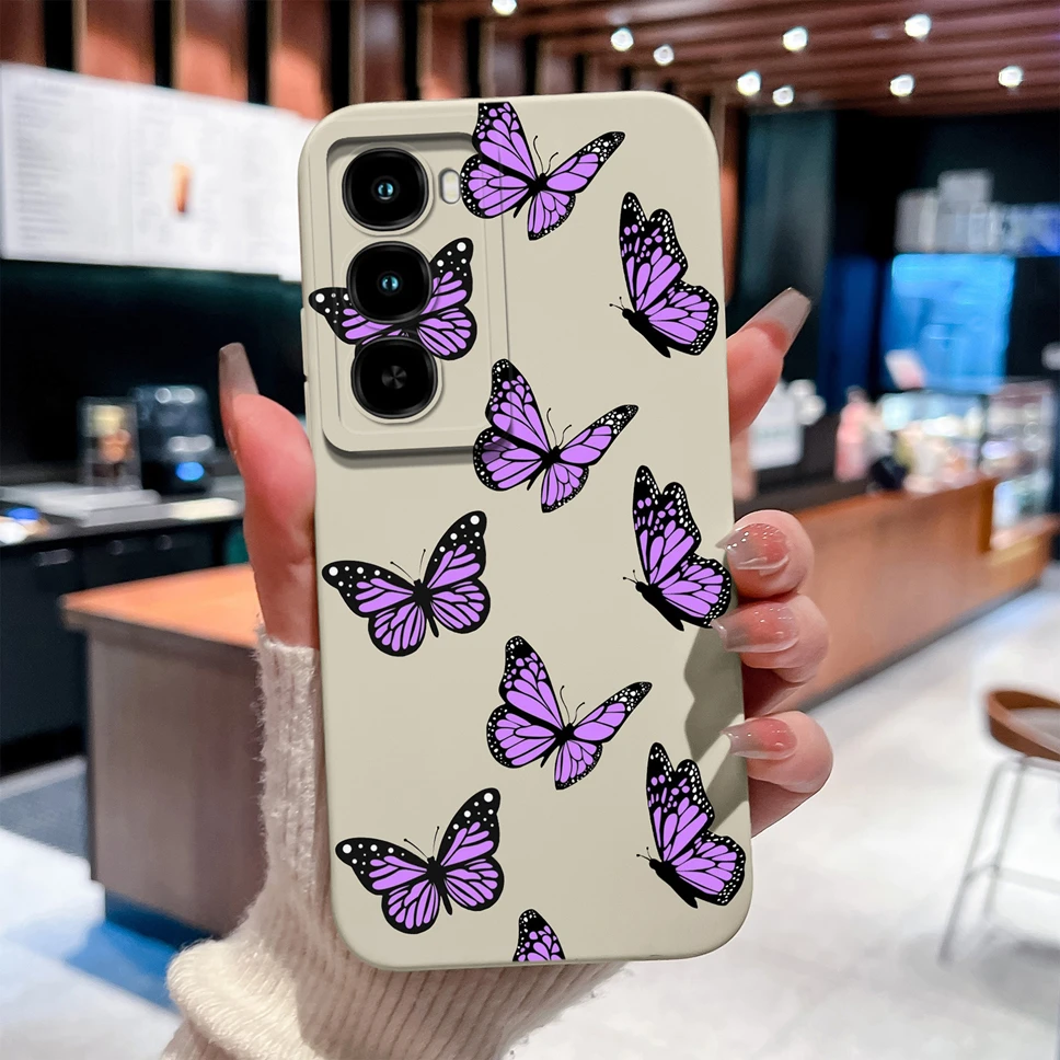 Butterfly Design Liquid Silicone Protective Phone Case, Soft and Smooth  with Bumper Shell
