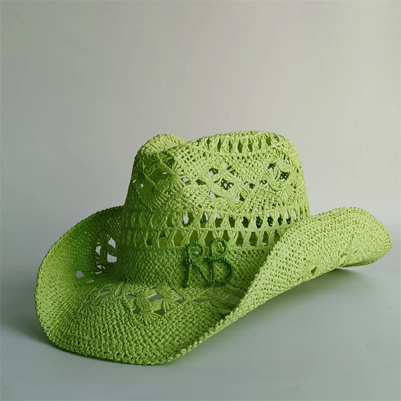 Western Cowboy Straw Hat Letter Straw Hats for Women Men Summer Outdoor Holidays Beach Sun Hat Straw Hats for Women Panama