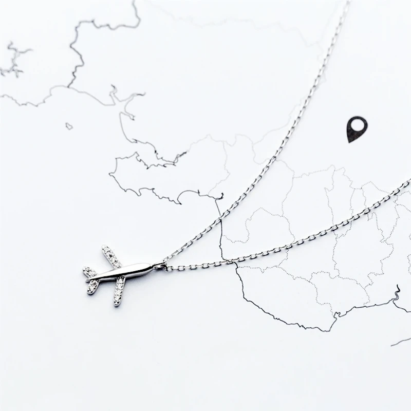 Sole Memory Sweet Cute Mini Plane Literary Silver Color Clavicle Chain Necklace For Women Fashion Jewelry Party Birthday Gift