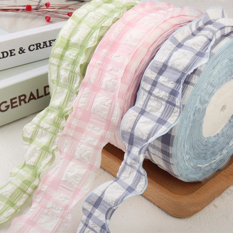 Plaid Wavy Edge Lace Cotton Ribbon