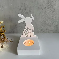 Easter Rabbit Candle Holder Silicone Mold Rabbit Kiss Butterfly Candlestick Mould DIY Aromatherapy Gypsum Decoration Mould