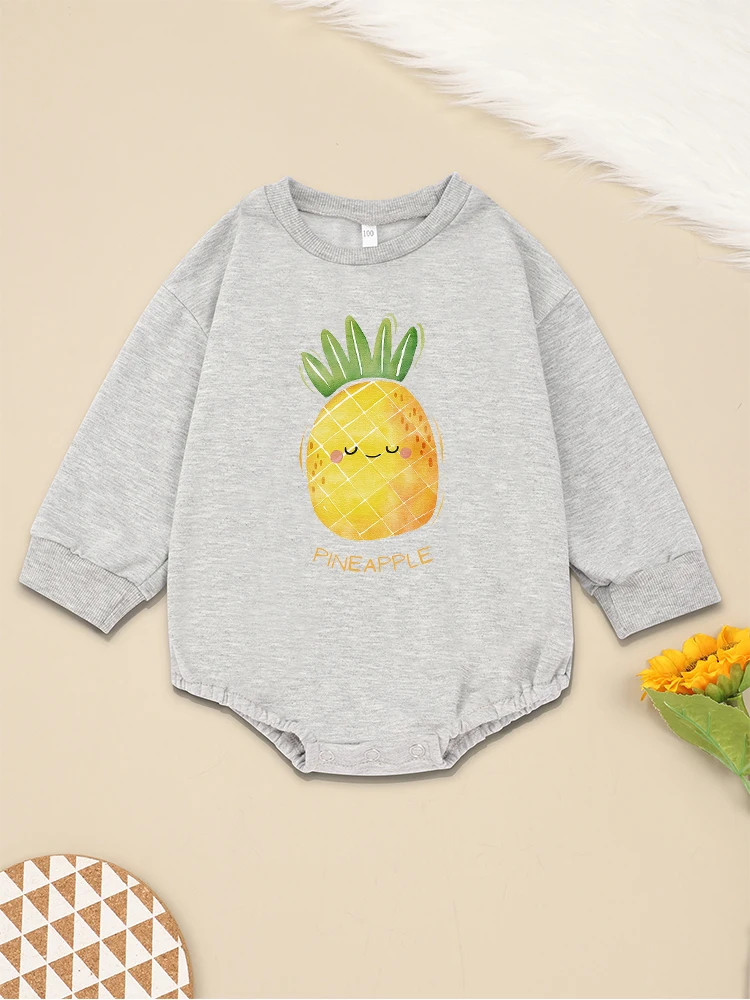 

Pineapple Cartoon Funny Baby Clothes Sweatshirt Cute Toddler Girl Jumpsuit Spring Autumn Comfy Loose Soft Infant Boy Bodysuits