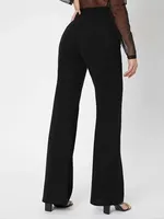 Basic Solid Color Flared Trousers Summer Elegant High Waisted Abstinence Pant Daily Travel Office Wear Women's Clothing Trousers - Image 5