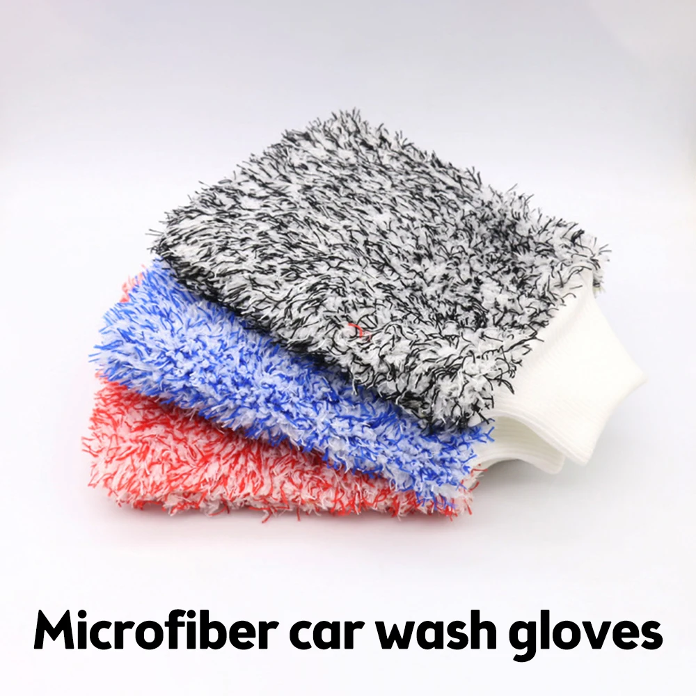 

Soft Absorbancy Car Wash Glove Cleaning Sponge Plush Towel Ultra Mitt Microfiber Wash Mitt Easy To Dry Auto Double-faced Glove