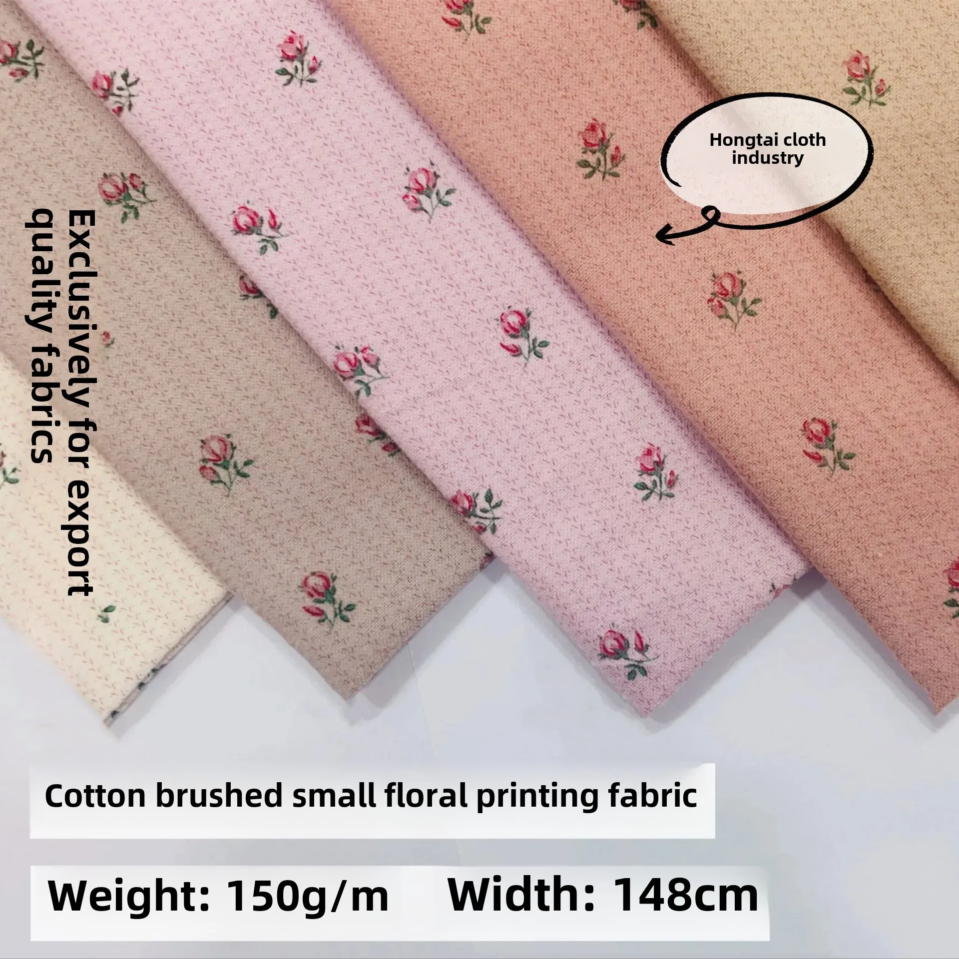 Pure Cotton Flannel Small Floral Print Fabric Brushed Cotton Flocking Floral Pattern Autumn Winter Pillowcase Material
