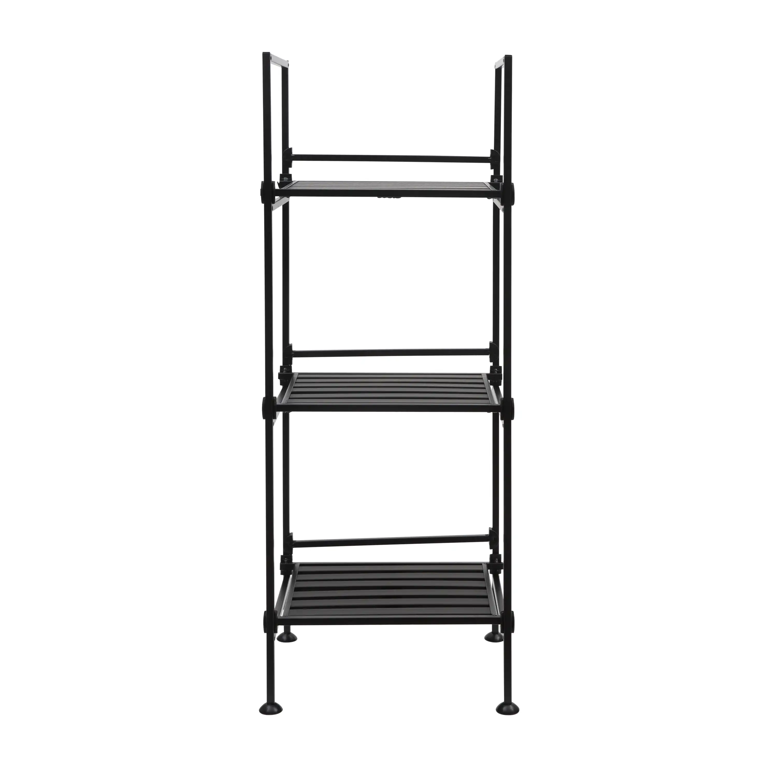 

3 Tier Shoe Rack Metal Space-Saving Shoe Organizer Entryway Shoes Storage Square Shelving Tower in Black