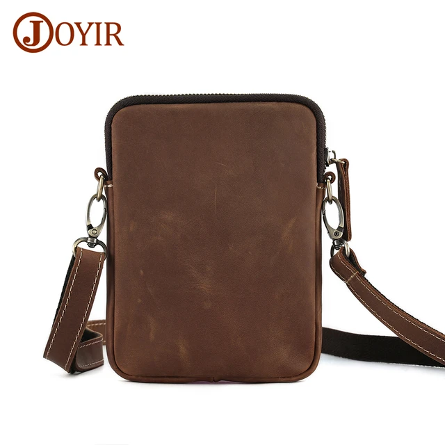 JOYIR Genuine Leather Small Messenger Bag for Men Vintage Shoulder Crossbody Bags for Work Business Travel