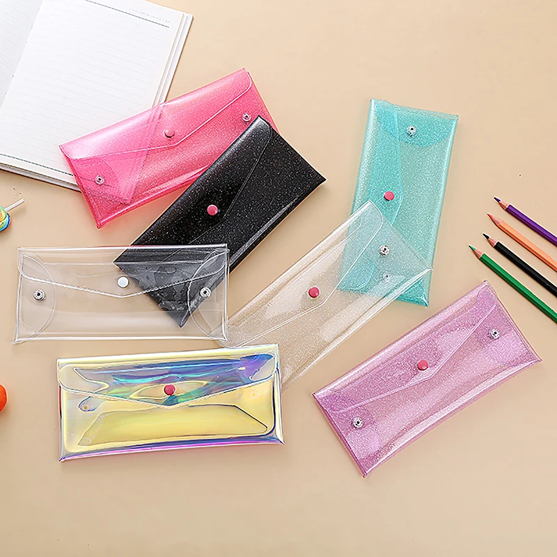 1pcs Clear Laser Cosmetic Bag Makeup Case Coin Pencil Bag Pouch Cute Glitter Pencil Laser Pen Case School Bags For Girls