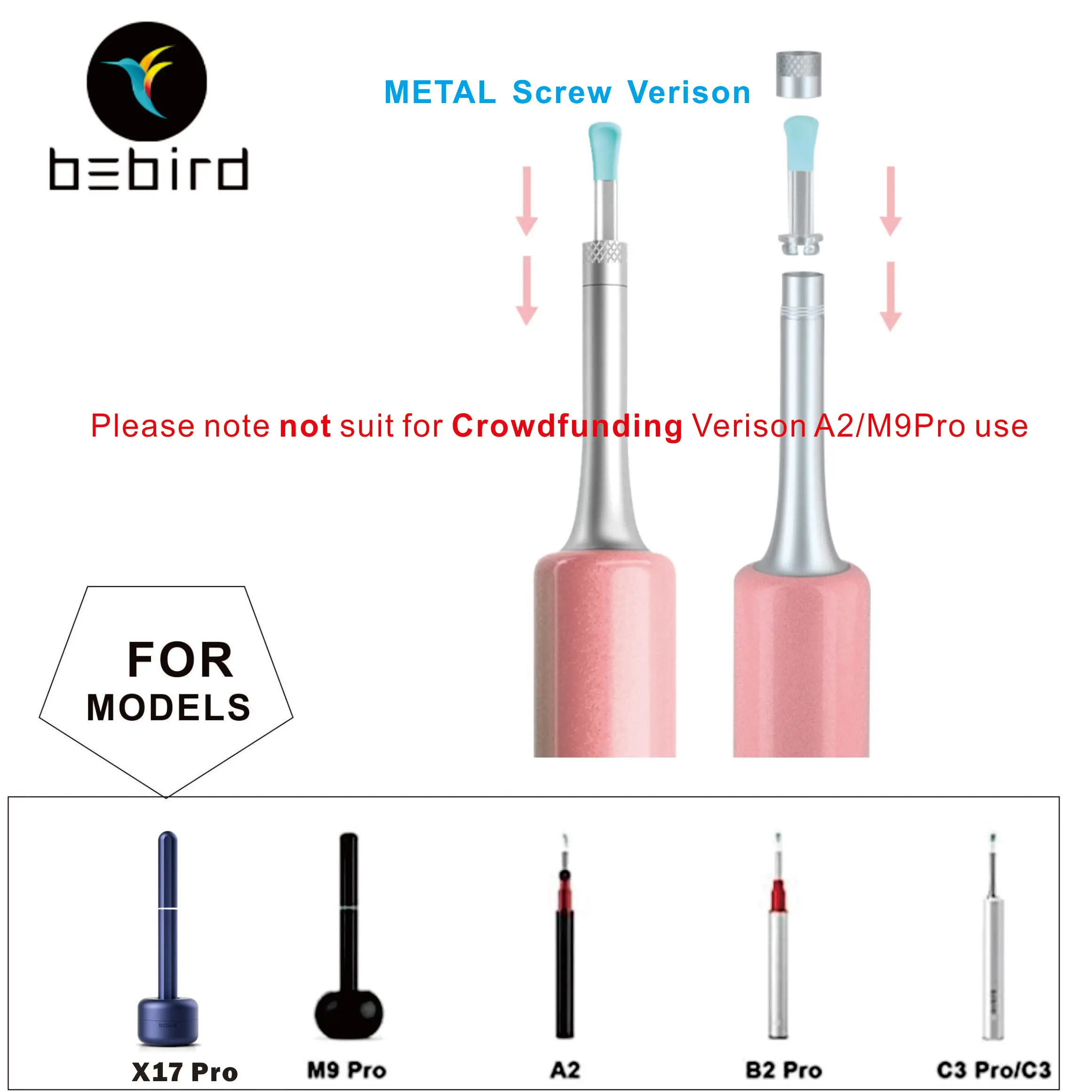 Bebird-Nettoyeur d'oreille visuel d'origine, ensemble d'outils d'embouts d'oreille, accessoire de remplacement, M9 Pro, A2, C3, B2, X17 Pro