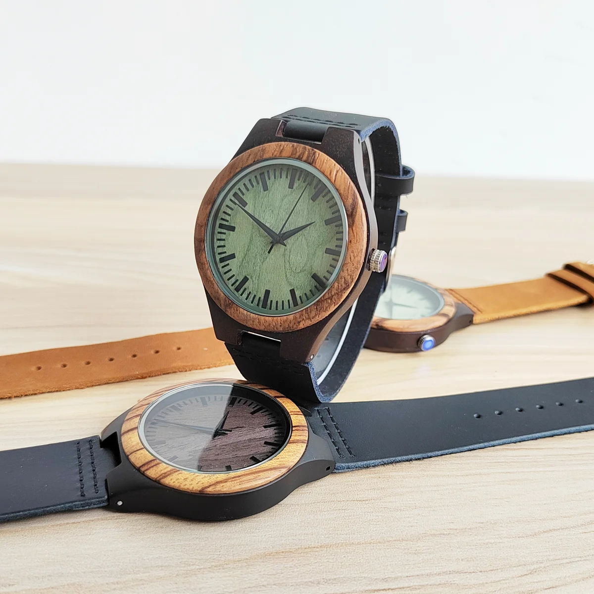 Wooden Wrist Watches for Men & Women Leather Strap Clock Quartz Wood Watches Personalized Men's Birthday Gift reloj hombre 4