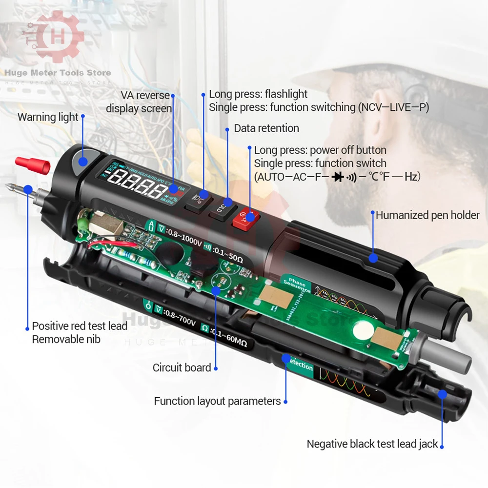 A3008 Digital Multimeter Auto Intelligent Sensor Pen Tester