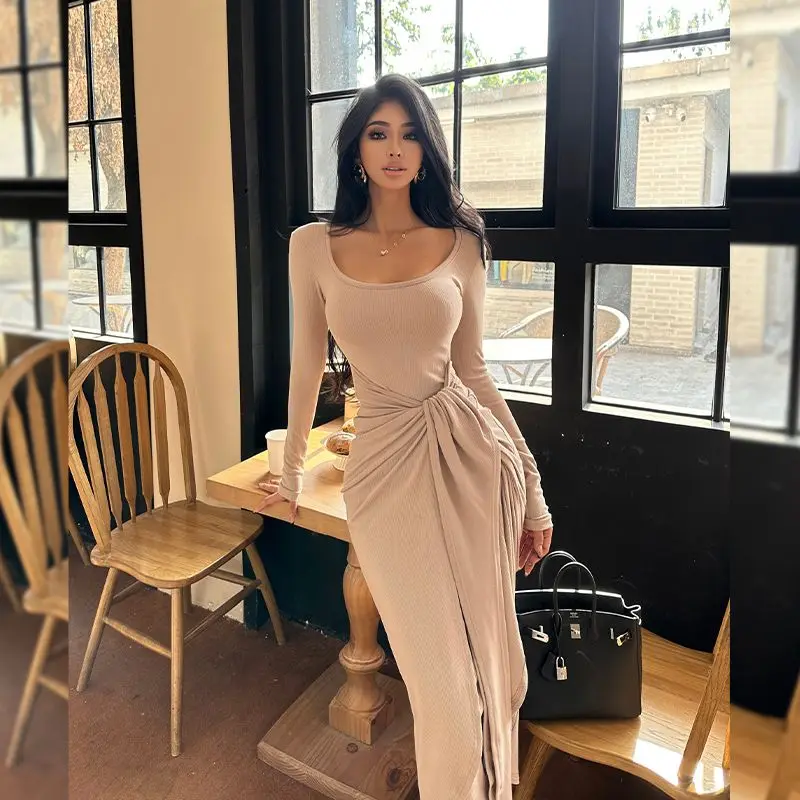 

2024 French Minimalist, Light Luxury, Long Style Dress Evening Party Dresses Birthday Dress for Women Sexy Dresses Maxi
