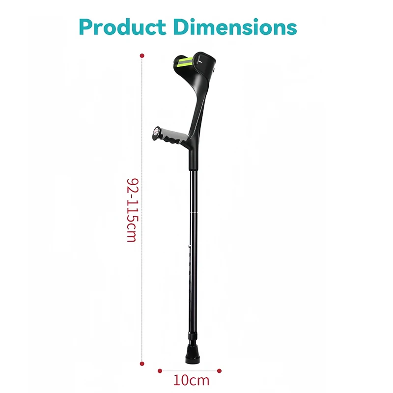 Forearm Crutches for Adults Foldable Elblow Crutch Adjustable Height with Anti-Drop Cuff Forearm Crutches for Walking 6