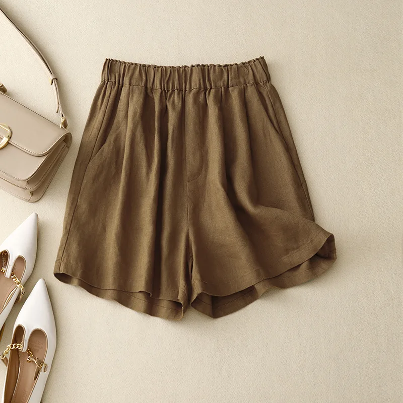 

Casual Cotton Linen Womens Solid High Waist Short Pants Korean Harajuku Biker Shorts Women Pantalones De Mujer Cintura Alta