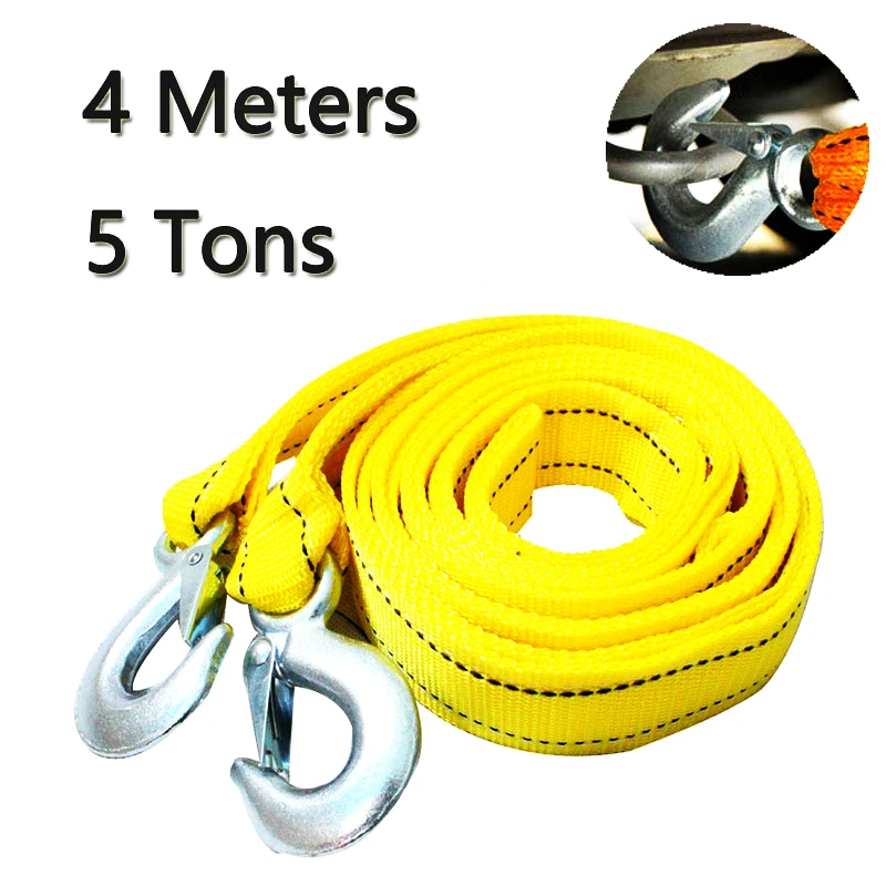 4m Heavy Duty 5 Ton Car Tow Cable Towing Pull Rope Strap Hooks Van Road  Recovery Off-road - Towing Ropes - AliExpress