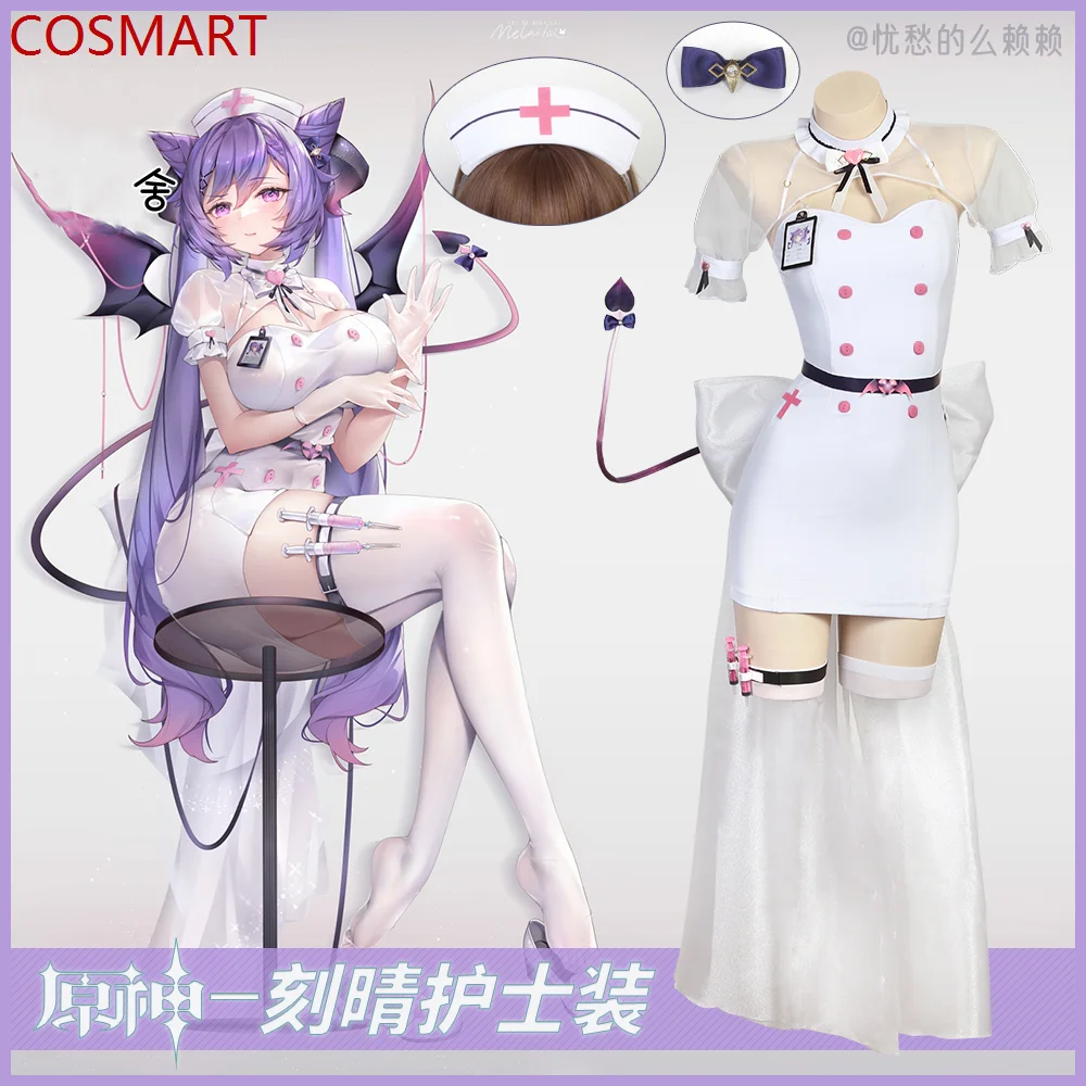 

COSMART Genshin Impact Keqing Lovely Nurse Uniform Game Suit Cosplay Costume Halloween Carnival Party Role Play Outfit Women