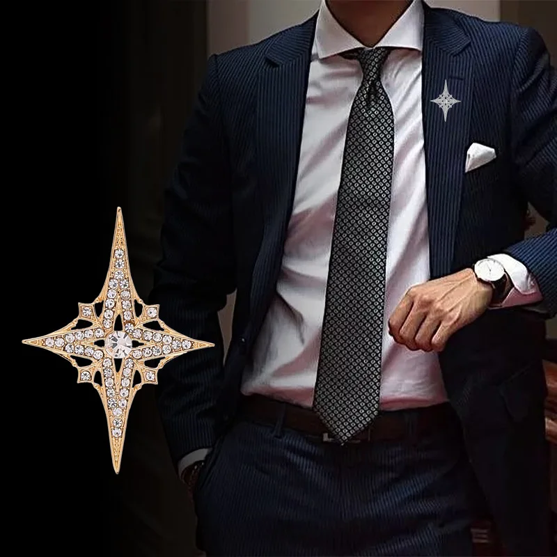 Hochwertige Kristall-Strass-Stern-Broschen für Damen und Herren, goldfarben, silberfarben, Corsage, Anstecknadeln, Modeschmuck, Geschenke, Remiel