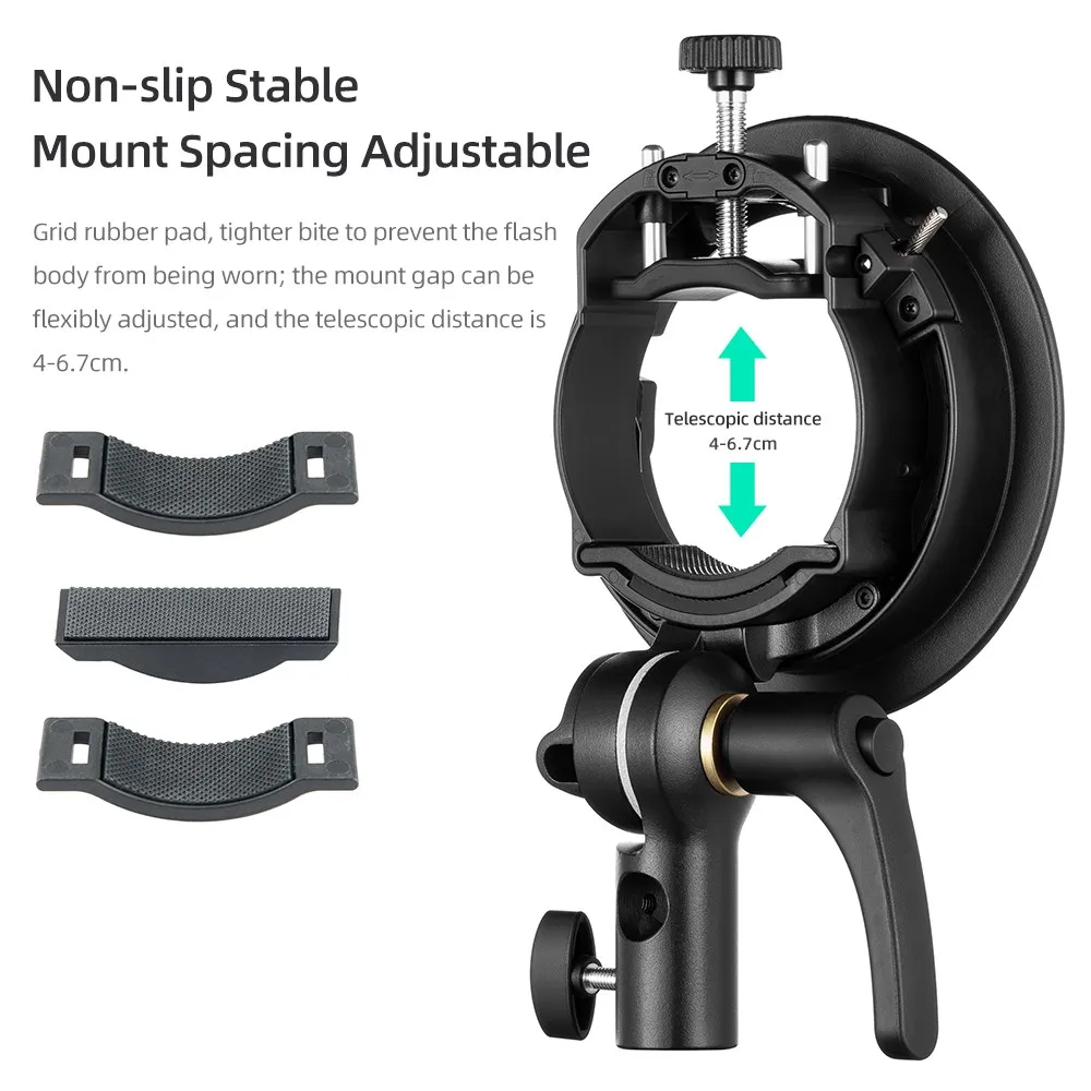 Flash Holder Original Godox S2 Bowens Mount Flash S-type Holder Bracket for Godox V1 V860II AD200 AD400PRO Speedlite Flash Snoot Softbox