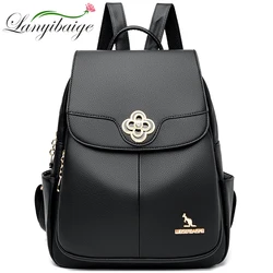 Genuine Women Leather Backpack Fashion Female Shoulder Bag Sac a Dos Ladies Bagpack Mochilas School Bags For Teenage Girls 2023