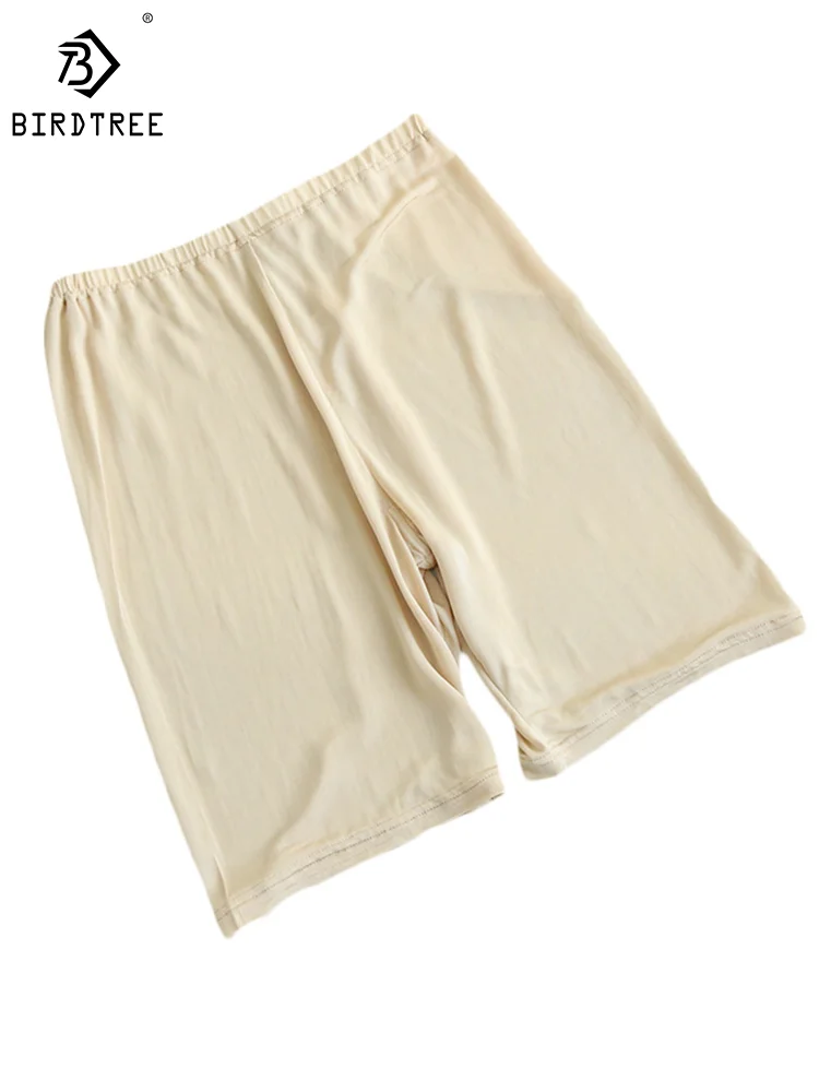Birdtree Real Silk Half Underlay Safety Shorts, Women Solid Color, Breathable Comfortable Skin Friendly Leggings P43908QM