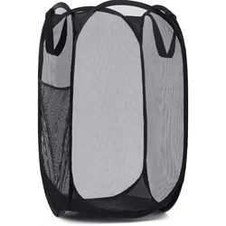Collapsible Mesh Pop - Up Laundry Hamper with Side Pocket - Breathable Clothes Storage Organizer (1 Pack)