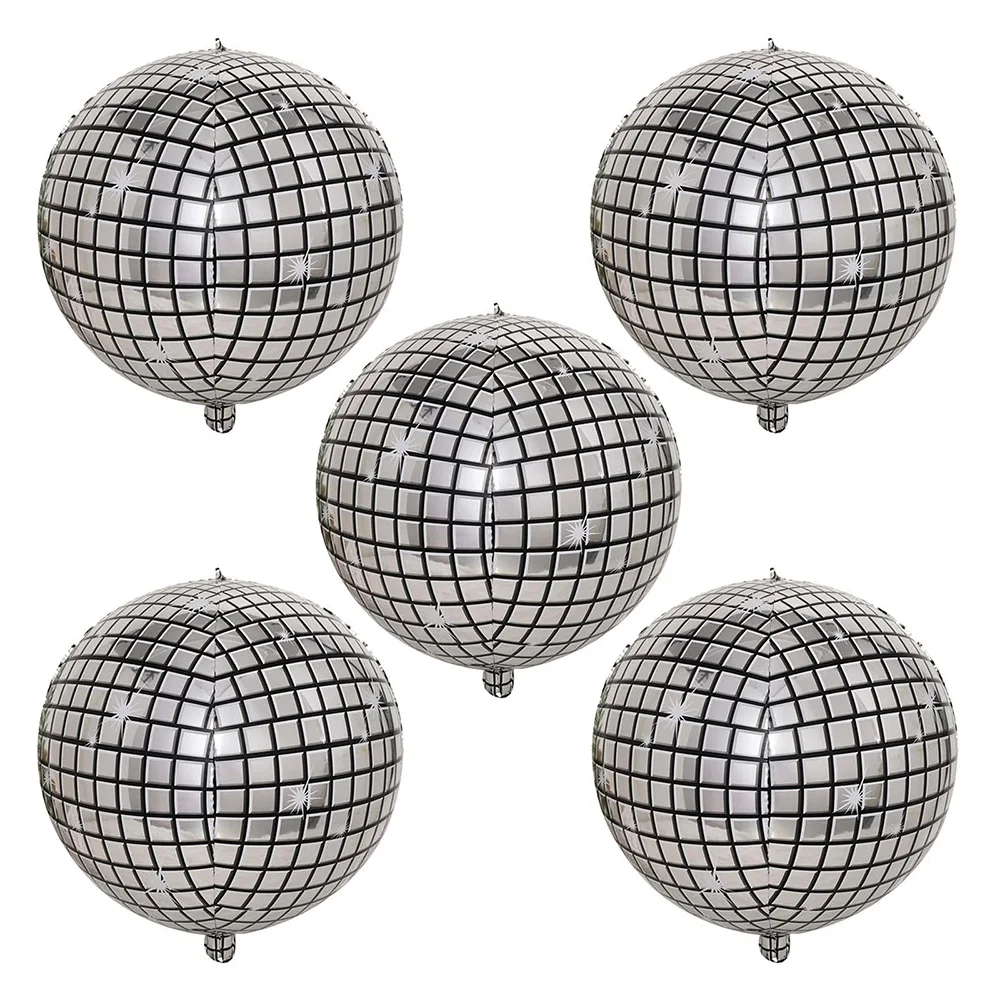 

5 Pieces 22 Inches 4D Disco Ball Balloons Metallic Mirror Balloon for Disco Dance Party Birthday Party Wedding Ceremony